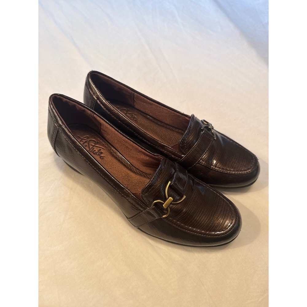 LifeStride Flex Hallar Brown Bridle Bit Memory‎ Foam Flats Womens 8.5M